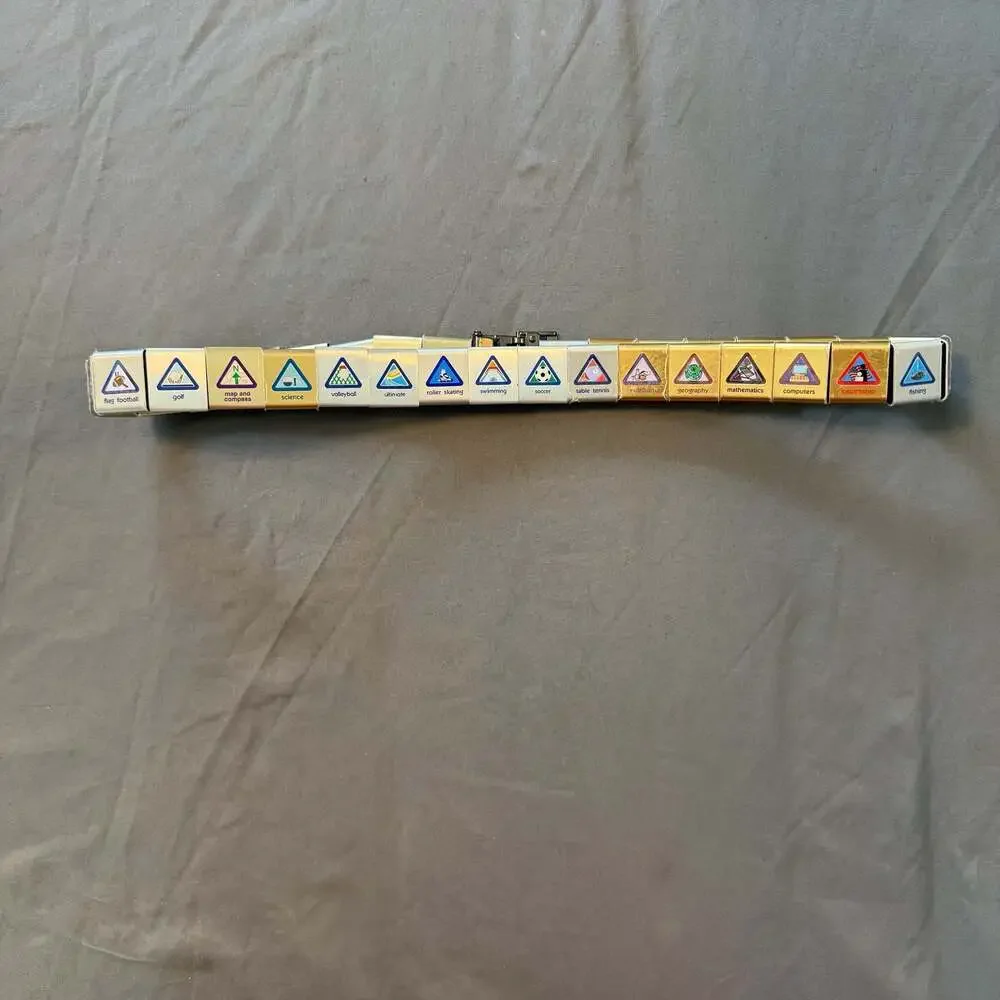 Vintage Boy Scouts of America Cub Scout Web Belt with Metal Belt Loop Badges